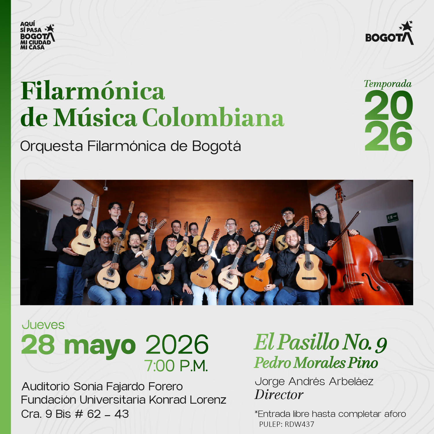 Concierto El Pasillo No. 9 – Pedro Morales Pino – Filarmónica de Música Colombiana OFB